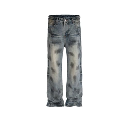 Men Women Holes Jeans Wash Splash Ink Brushing Paint Jeans