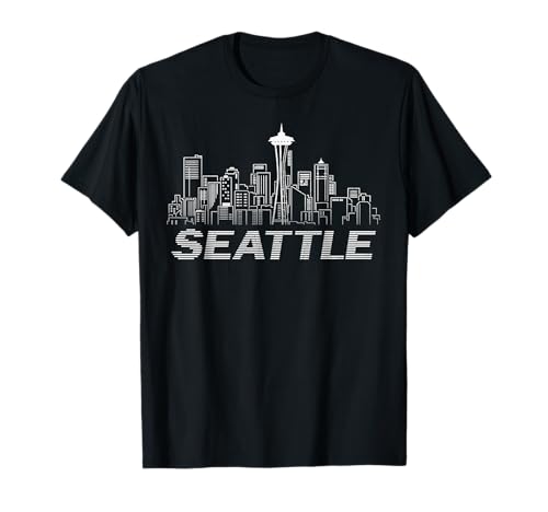 Design grunge con skyline di Seattle, effetto invecchiato Maglietta
