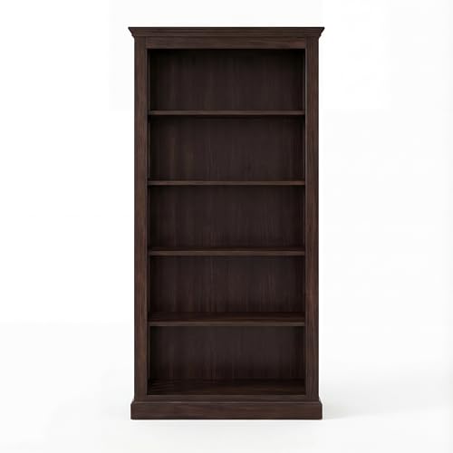 Image of SONA ART & CRAFTS Fanti Book Shelf Wooden | Multipurpose 5 Tier Open Bookshelf for Home & Library | Storage Cabinet for Living Room | Crockery Cabinet for Home, Kitchen | Walnut