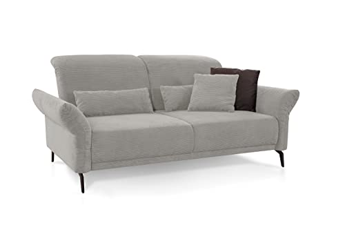 CAVADORE Cooper - Sofás (poliéster, 2,5 plazas), Color Plateado