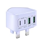 USB C Plug Fast Charge, 40W 4-Port USB Plug UK Dual Port USB C Power Adapter+ QC Wall Charger Head, Type C Charging Plug for iPhone 17 16 15 14 13 12 11 Pro Max Plus XS, Samsung Galaxy, iPad - Image 1