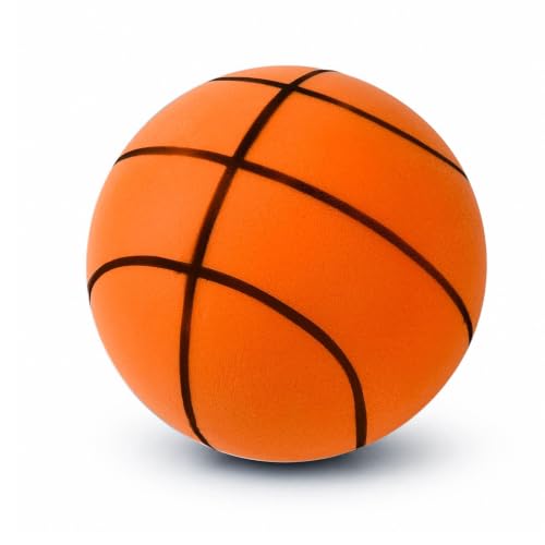 bechoanigel Silent Basketball – Leiser Schaumstoff Basketball für Indoor Training, Airless Foam Basketball zum Dribbeln Zuhause, Geräuscharmer Trainingsball für Wohnung & Kinderzimmer (Orange, 24cm)