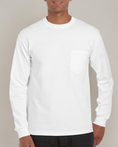 Gildan Ultra Cotton 6 oz. Long-Sleeve Pocket T-Shirt (G241) WHITE3