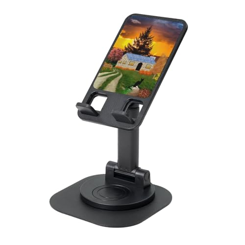 Salelf Fall Village Scenery for 360° Rotating Phone Stand for Desk - Adjustable Cell Phone Holder with Stable Circular Base, Perfect for Office, Home, Watching Videos