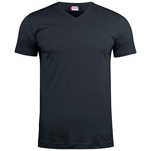 CLIQUE - koszulka z dekoltem w szpic pół rękawa mężczyźni kobiety Unisex Basic-T V-neck, bawełna Jersey, taśma przeciwdeszczowa, elastyczny kołnierz, dopasowanie slim-fit, niebieski, S