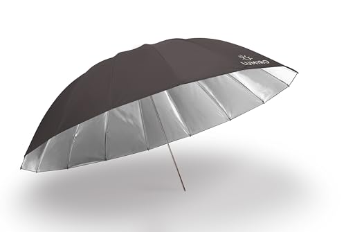 Image of Lumiro 150cm Parabolic Reflective Photography Umbrella – Silver Interior, Deep Soft Lighting for Studio, Portrait & Fashion Shoots – Quick Folding Light Modifier for Monolight Flash & Strobes