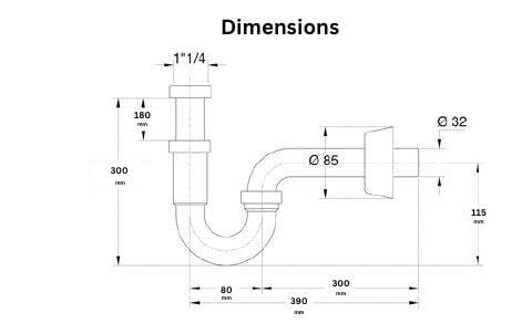 Image of Bonomini P Trap for Wash Basin & Kitchen Sink, 1 inch1 /4, PP Material, Off White, Modern Style