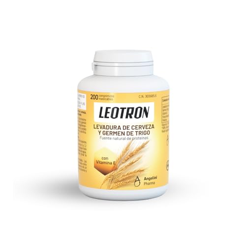 Leotron Levadura de Cerveza + Germen de Trigo - Complemento alimenticio - Fuente natural de proteínas - Con Vitamina E - 200 comprimidos masticables