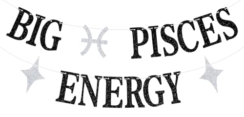 Big Pisces Energy Banner, Pisces Birthday Bunting Sign, 12 Constellation Zodiac Birthday Party Decorations