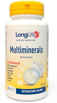 LongLife® Multiminerals | Integratore salino con 11 minerali e vitamina D3 | Benessere di ossa, denti e sistema nervoso | Riduce stanchezza e affaticamento | Vegetariano e senza glutine
