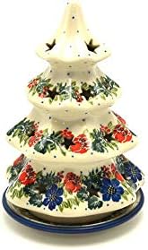 Polish Pottery Gallery - Polish Stoneware Christmas Tree Luminarz - Multicolored, 7"H x 4.5"W - Garden Party