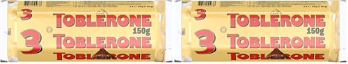 Toblerone Chocolate con Leche Suizo con Nougat de Miel y Almendras, Pack 3 x 50 g, 150 g (Paquete de 2)