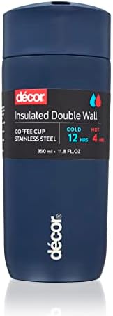 Décor Vacuum Insulated Stainless Coffee Cup | Travel Cup for Hot & Cold Drinks 300ml - Navy Blue