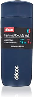 Décor Vacuum Insulated Stainless Coffee Cup | Travel Cup for Hot & Cold Drinks 300ml - Navy Blue