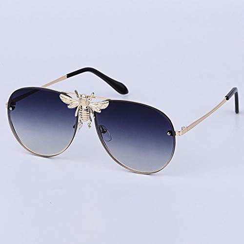 hqpaper Metal bee sunglasses European and American fashion sunglasses-Gold frame gray