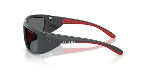 Arnette Men's AN4355 Taggit Square Sunglasses, Dark Grey/Red Rubber/Polarized Dark Grey, 62 mm3