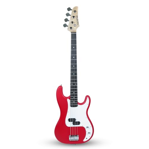 Image of Kadence PBRD Tennessee 46.5 inch Electric Bass Guitar (P-Style) | Solid Poplar Wood Body, Maple Neck | Split-Coil Pickup | Fixed Bridge | Gig Bag + Cable | Matte Red