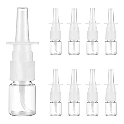 ULTECHNOVO Empty Nasal Spray Bottle, 5ml Nasal Spray Bottle Nasal Pump Sprayer Refillable Travel Size Plastic Mist Atomiser Clear for Nose Cleaning (5ml, 20 Pcs) Cover