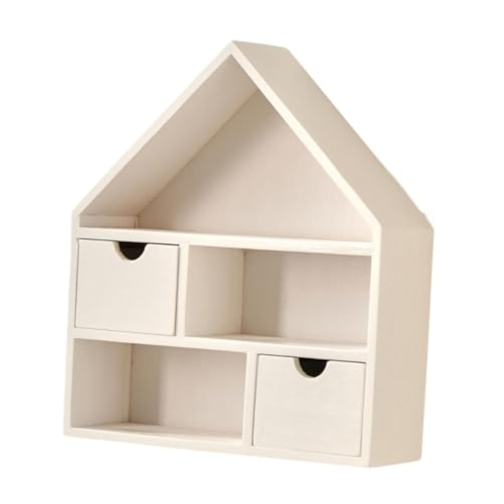 House Shaped Wooden Shadow Cubby Box Display Case