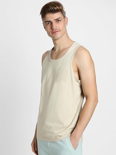 Image of Veirdo Men's Sleeveless Cotton T-Shirt, Solid Plain Sando for Beach Wear, Casual Wear & Summer Comfort, Comfortable Fabric (Sizes S to 2XL) (Pack of 3)