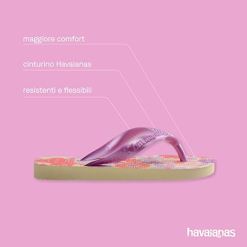Havaianas - Kids Flores, Infradito, Comode, Resistenti E Divertenti, Suola Con Stampa Floreale, Cinghie Metalliche E Suola Antiscivolo, Ragazze - 4