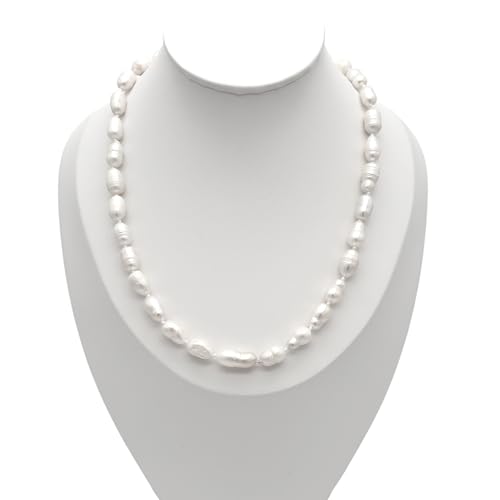 Collana di perle naturali 46 cm (perle d'acqua dolce) collana di perle, realizzata a mano.