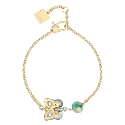 THUN - Bracciale con farfalla e perlina - metallo, vetro, resina - Collezione Dedicato a te - 16 + 3 cm