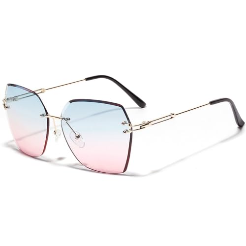 Lunettes de soleil rétro sans monture en métal luxury pour un style chic
