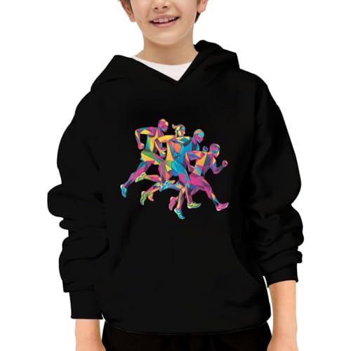 Running Geometric Modern Artistic Gym Fitness Hoodies for Teen Girls Boys Lightweight Kangaroo Pocket Sweatshirt