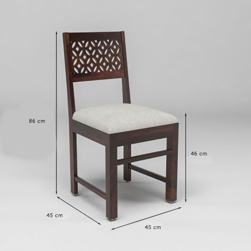 Image of Solid Sheesham Wood 6 Seater Dining Table Set with Cushioned Chairs for Dining Room | Living Room | Home & Office | Hotels Restaurant & Cafe (6 Seater, Walnut A)