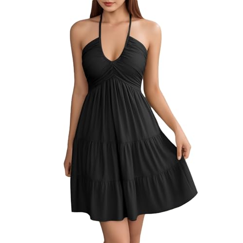 Robe en lin dos ouvert premium avec jupe fluide plissée