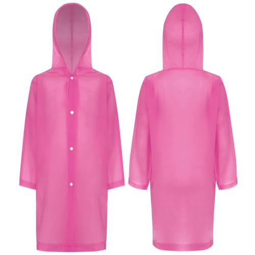 Linjinx Kids Boys Girls Raincoat Children Reusable Waterproof Rain Poncho EVA Rain Jacket Hooded Button Rain Cape4