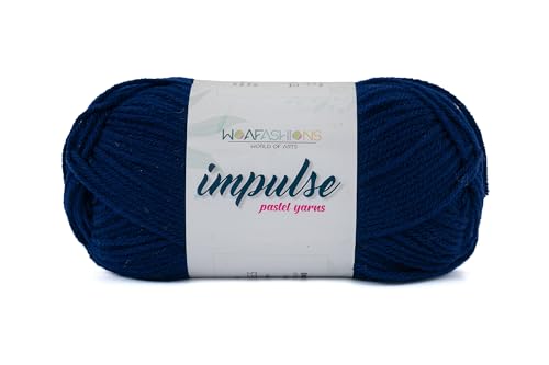 Image of WOAFashions Impulse Hand Knitting & Crochet Yarn, Premium Acrylic, 4 : Medium (Uniform Navy) (100gms / 3.5oz / 200mtr / 218yds)