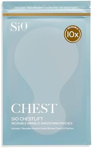 SiO Beauty ChestLift - Wrinkle-Smoothing, Medical-Grade Silicone Patches for Chest Fine Lines - Reusable Up to 10x - Cruelty-Free & Environmentally-Friendly Hydrating Beauty Patches - 2 Patches