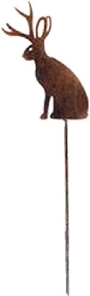 35 Inch Jackalope Rusted Garden Stake