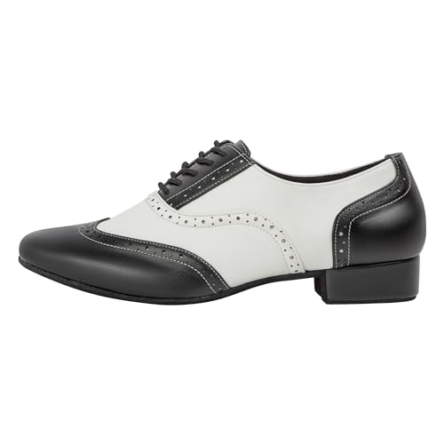 Linodes Men's Latin Dance Shoes 1 Inch Leather Sole Ballroom Salsa Tango Waltz Character Shoe-Colorful2