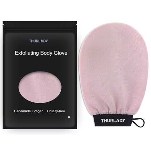 THURLADY Exfoliating Glove Korean Exfoliating Mitt Pink