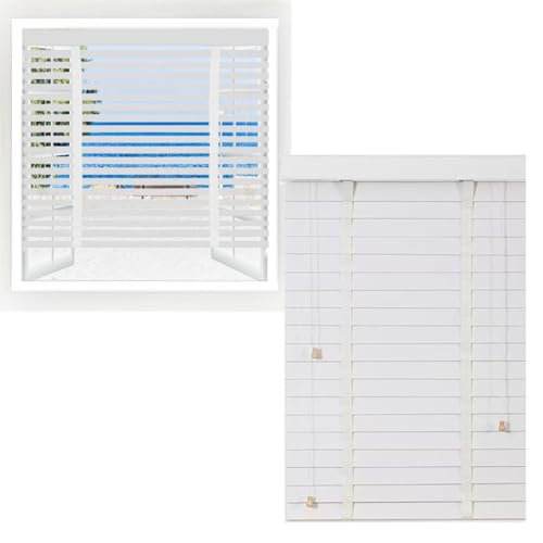 Holz Jalousie Holzjalousie jalousien Fenster Innen-/außeninstallation Horizontale Jalousien Venezianische Jalousie 50mm Lamellen Jalousette W 25/45/60/90/120/135/160 cm