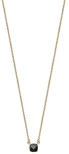 Les Plaisirs de Stella Halskette vergoldet und synthetischer Stein - Kette mit festem Anhänger: quadratisch aus Strass, glänzend schwarz mit 4 Krallen - Damenschmuck Les Plaisirs de Stella Halskette vergoldet und synthetischer Stein - Kette mit festem Anhänger: quadratisch aus Strass, glänzend schwarz mit 4 Krallen - Damenschmuck