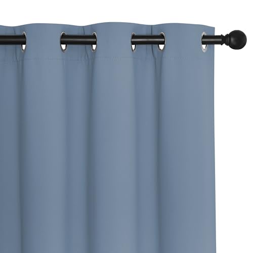NICETOWN Bedroom Curtain Room Darkening Drapery 102 inches Length - Home Fashion Thermal Insulated Grommet Room Darkening Curtain for Living Room (Stone Blue, 1 Panel, 52 x 102 inches)