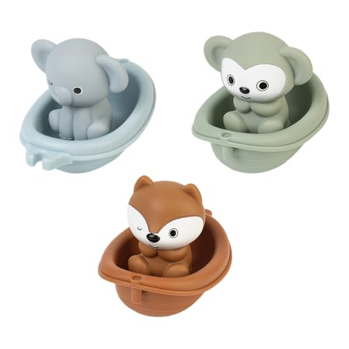 Zimoer Juguetes para Baño - 3 Animales Divertidos (Elefante, Mono, Zorro) para Bebés - Juguetes...