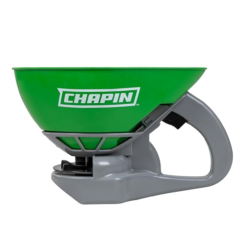 Chapin 8706G Spreader, Lawn and Garden, TurfPro, Hand Crank, Lightweight, Portable, Poly Scoop, Thumb Control Gate, 3 Settings, Ideal for Small Spaces, 15 Setting Gate, Fertilizer and Seeds, 0.3 Gal