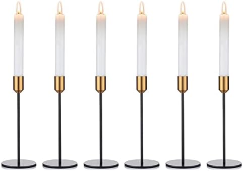 NUPTIO 2 Pcs Taper Candle Holders Candle Sticks Holder Candle Holders for Tapered Candles, Black Table Candle Holders Ornaments for Wedding Birthday Dinner Kitchen Home Decoration