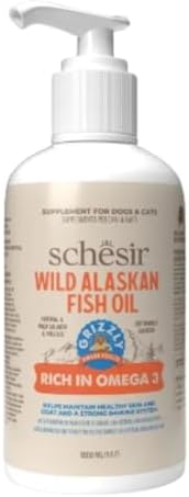 ANIMALUJOS - Aceite de Pescado Salvaje de Alaska Grizzly 500ml | Rico en Omega 3 Natural para Piel y Pelaje Saludable de Perros y Gatos | Suplemento Nutricional Premium SCHESIR