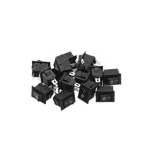 Mini interrupteur à bascule SPST AC 250V 3A bouton poussoir 2 broches noir 10x15mm pour modélisme