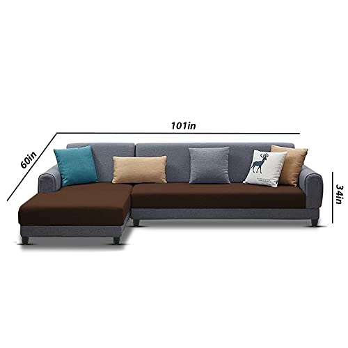 Image of Kraven LHS 6 Seater L Shape Sofa Set for Living Room (Brown Grey Fabric)