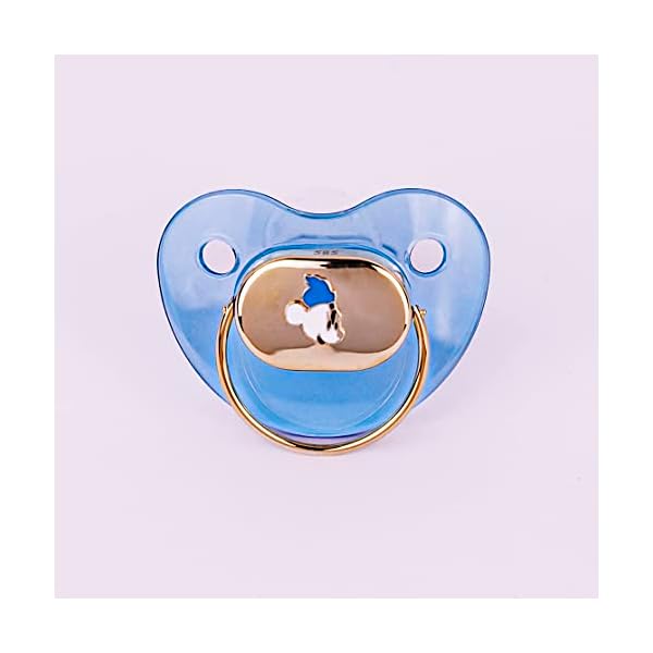 Ilyas Gold Baby-Schnuller mit 14K 585 Echtes Gold, Perfektes Taufgeschenk - oder Geburtsgeschenk Prince M