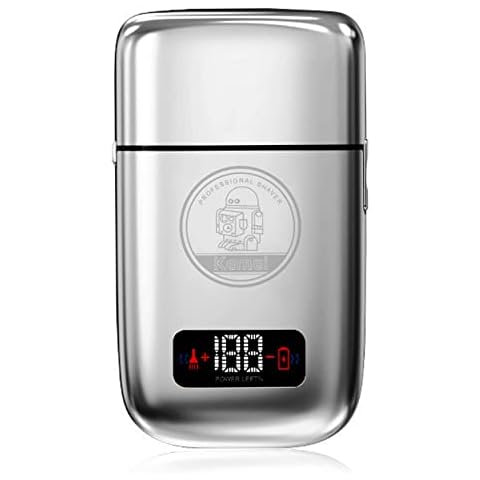KEMEI TX3 Professional Electric Reciprocating Foil Shaver for Men,Cordless Electric Razor Rechargeable,Men's Washable Bread foil Shaver with LED Display,Silver,Silver Cover