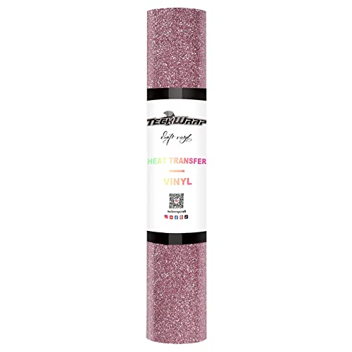 TECKWRAP Glitter Heat Transfer Vinyl Roll - HTV Iron On Flex Foil 152 cm x 30 cm (Rose Gold)