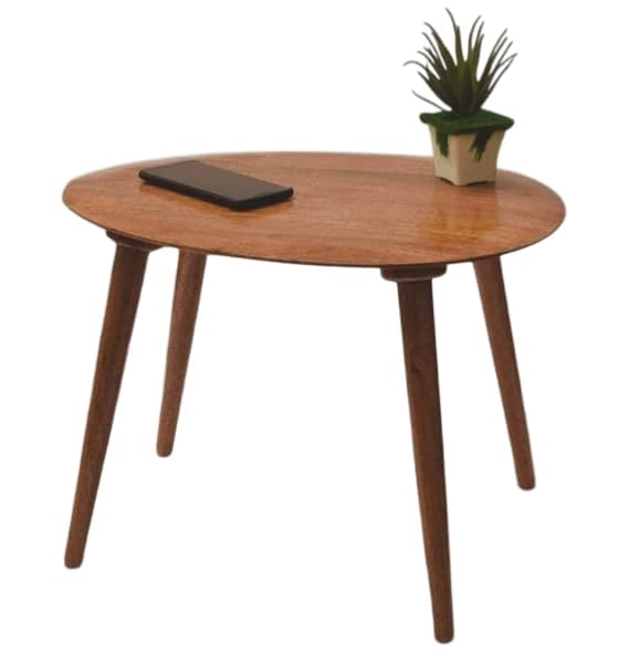 Image of Shoppee Foldable Oval Shaped Bed Side Table for Coffee Tea & Living Room Beauty Full Table (Full Walnut, Medium)